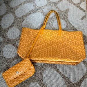 Goyard Orange Patterned Tote with Matching Pouch